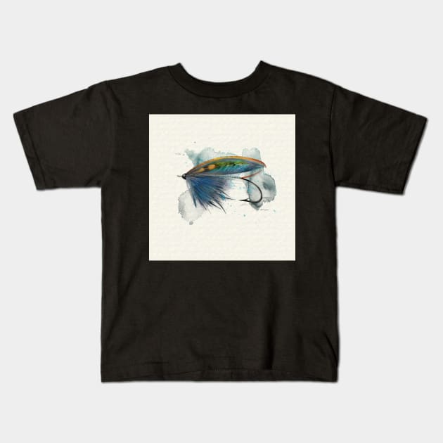 Blue River Salmon Fly No.9 Kids T-Shirt by MikaelJenei